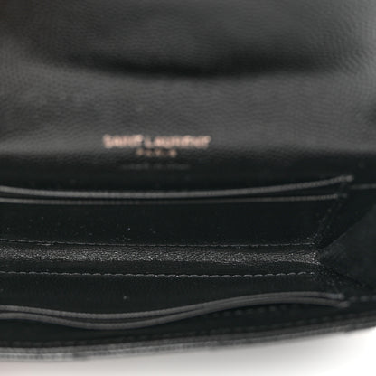 Saint Laurent Grain De Poudre Matelasse Chevron Small Monochrome Monogram Envelope Wallet Black 5 of 8