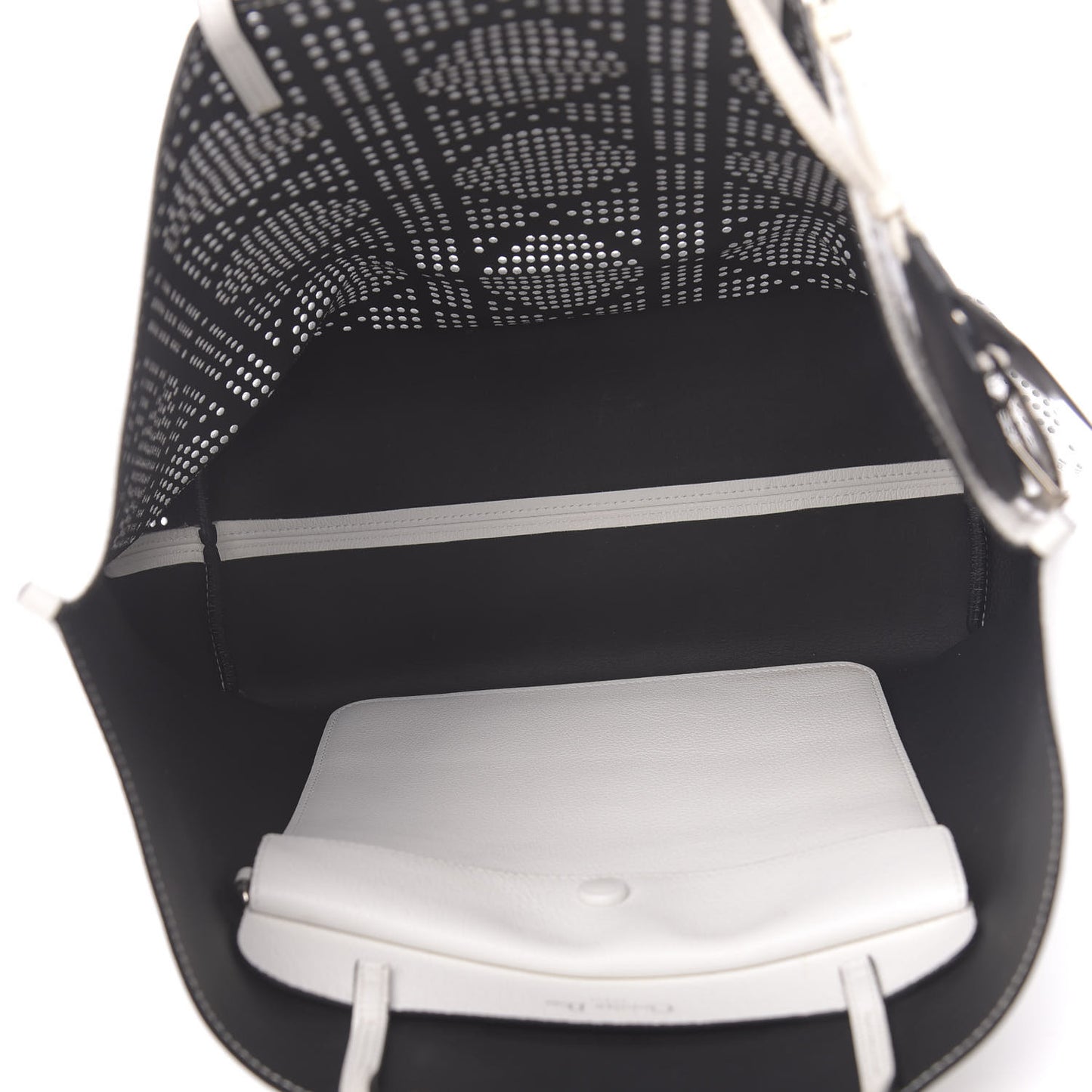 Calfskin Perforated Cannage Dioriva Tote White