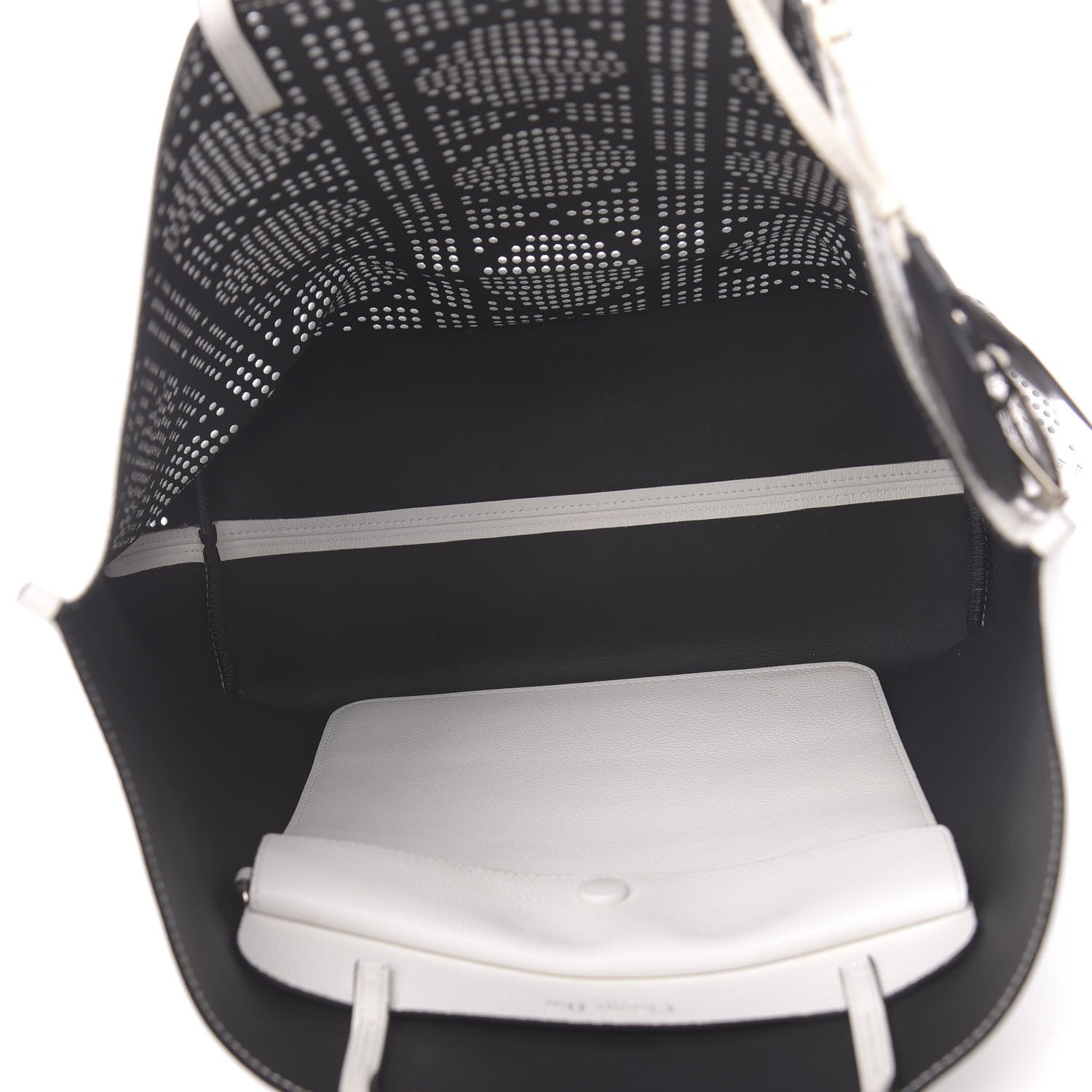 Christian Dior Calfskin Perforated Cannage Dioriva Tote White 5 of 13