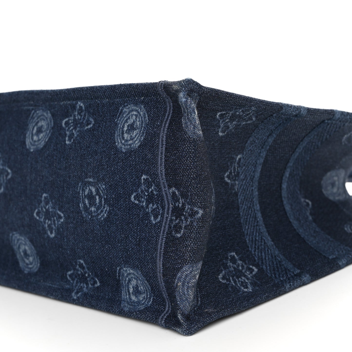 Denim Flowers Embroidered Medium Book Tote Blue
