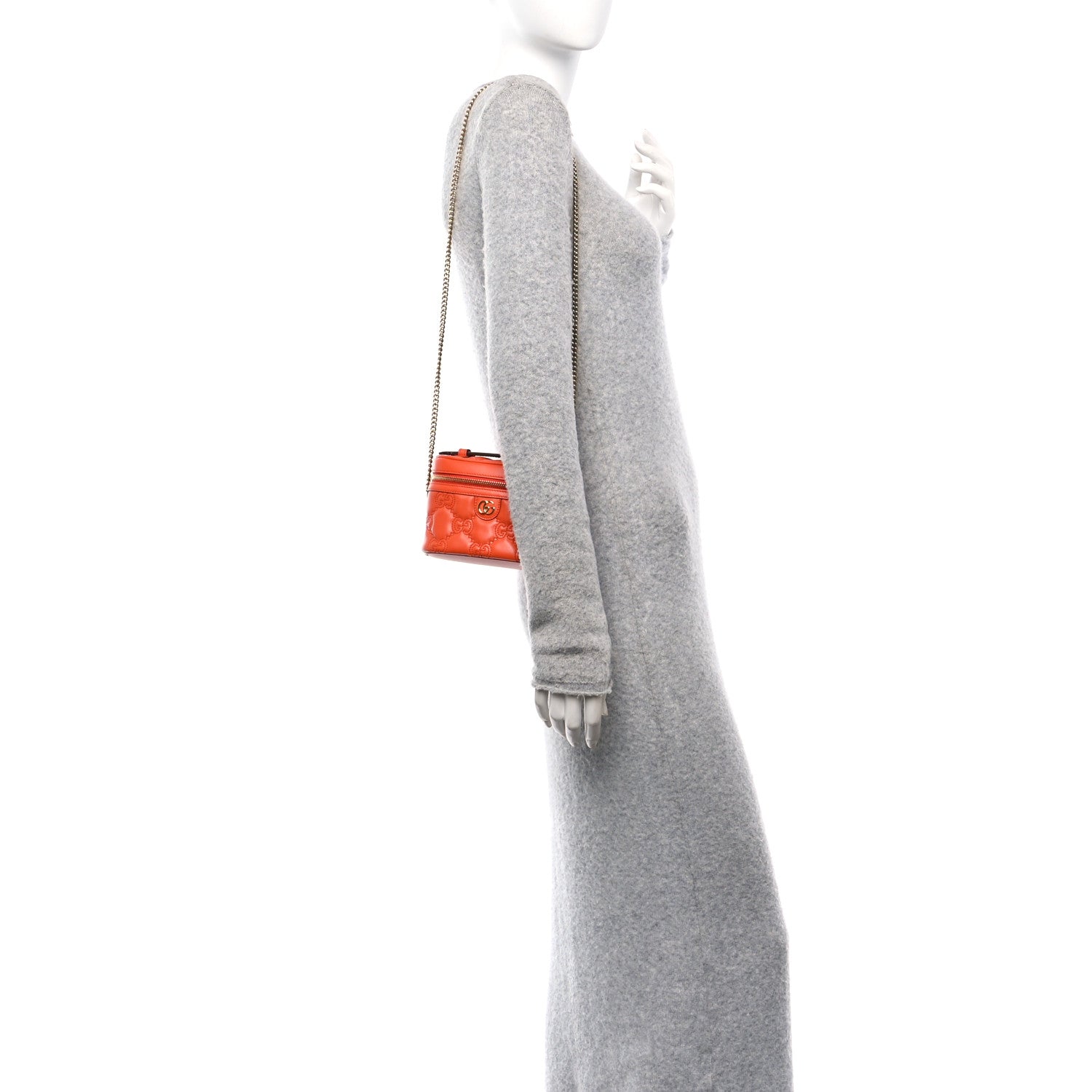 Gucci Calfskin GG Matelasse Mini Top Handle Bag Deep Orange 2 of 9