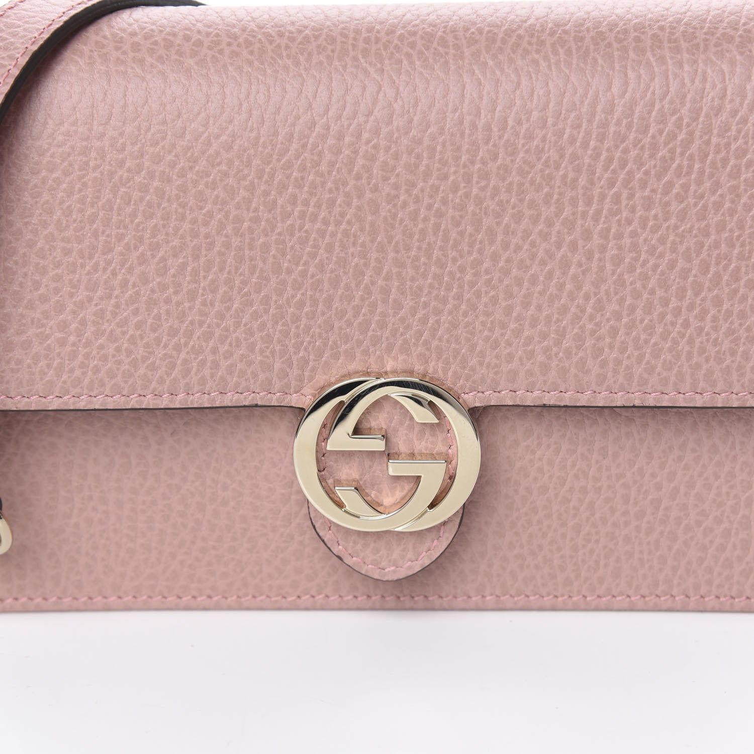Gucci Dollar Calfskin Interlocking G Chain Wallet Soft Pink 10 of 12