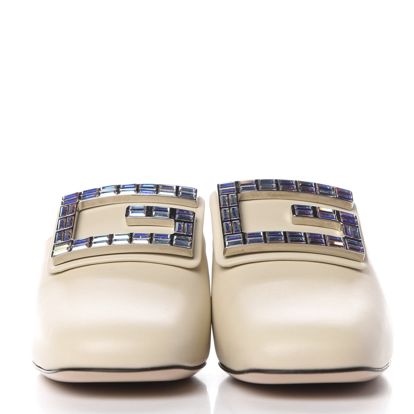Malaga Kid Crystal Square G Madelyn Mules 36 Vintage White