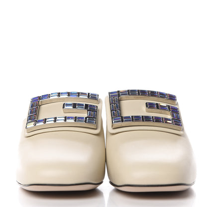 Gucci Malaga Kid Crystal Square G Madelyn Mules 36 Vintage White 2 of 10