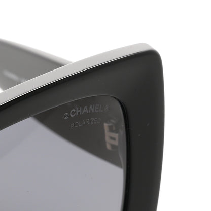 Chanel Acetate CC Polarized Square Sunglasses 5555 Black 7 of 8