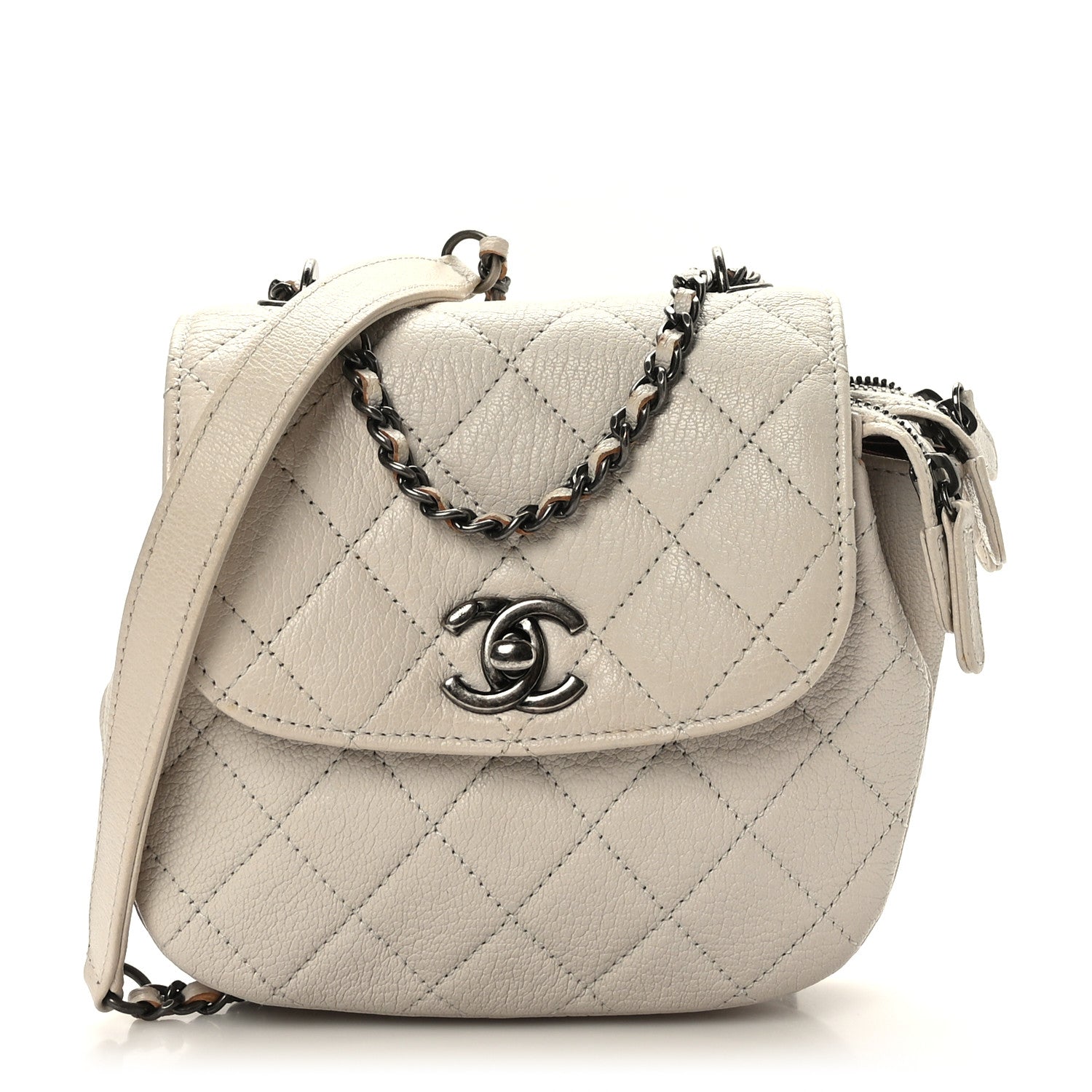 Chanel Goatskin Quilted CC Waiter Crossbody White 1 of 10