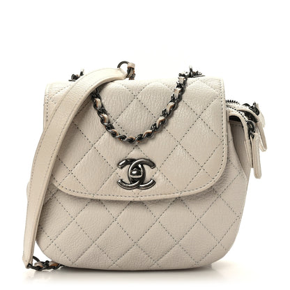 Chanel Goatskin Quilted CC Waiter Crossbody White 1 of 10