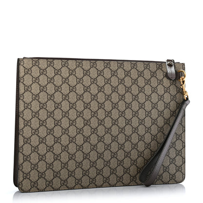 Gucci GG Supreme Monogram Web Animalier Bee Embroidered Medium Documents Holder Beige New Acero 3 of 7
