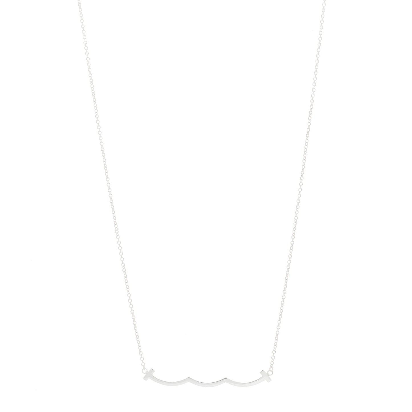 Sterling Silver Small T Wave Pendant Necklace
