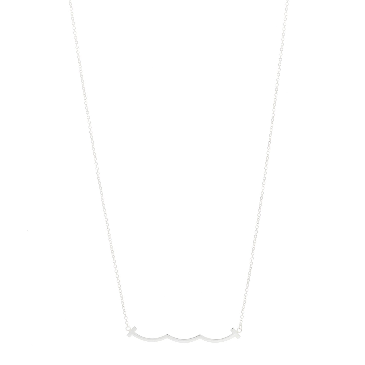 Tiffany Sterling Silver Small T Wave Pendant Necklace 1 of 4