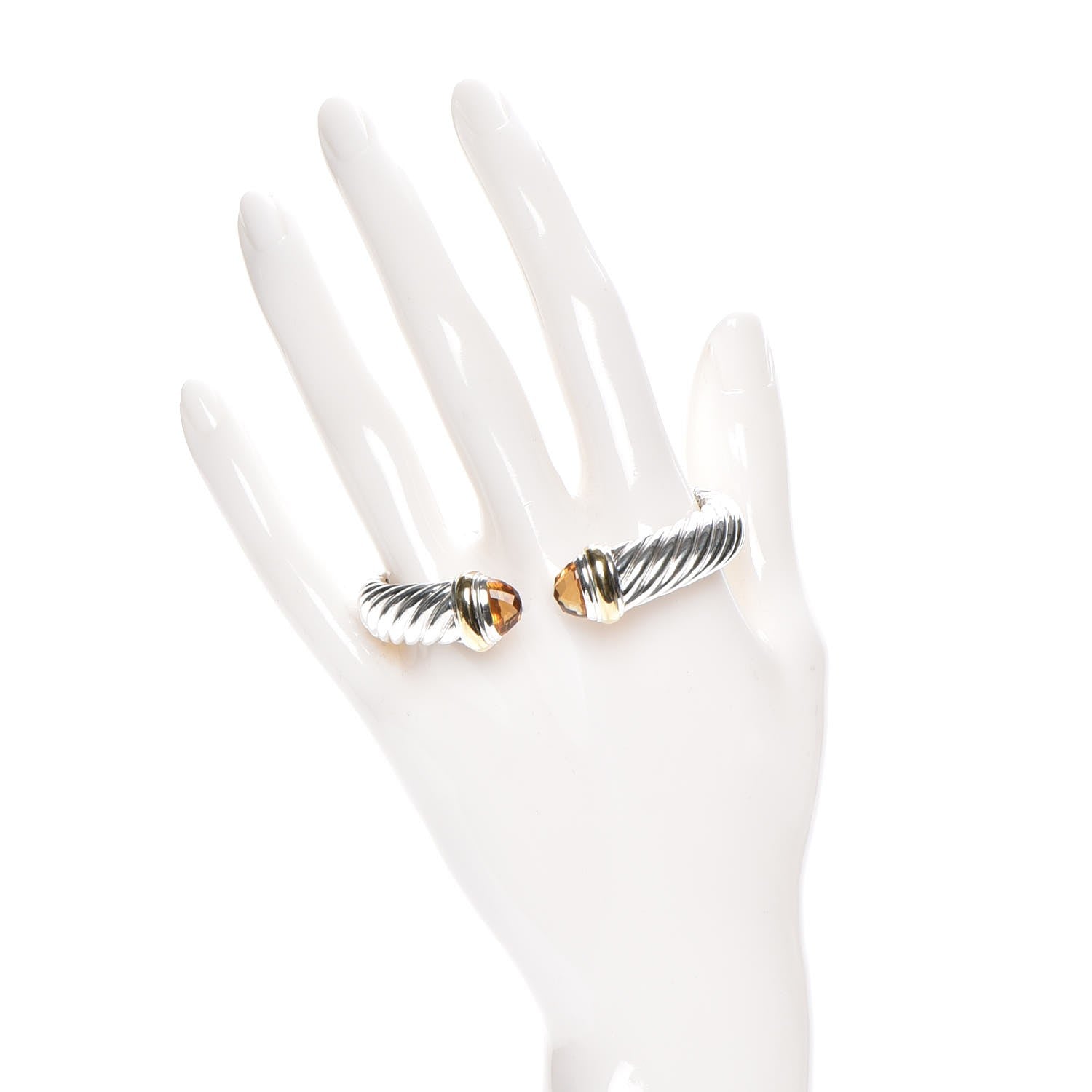 David Yurman Sterling Silver 18K Yellow Gold Citrine Waverly Bracelet 2 of 5