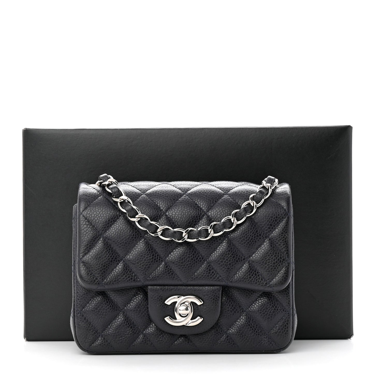 Caviar Quilted Mini Square Flap Navy