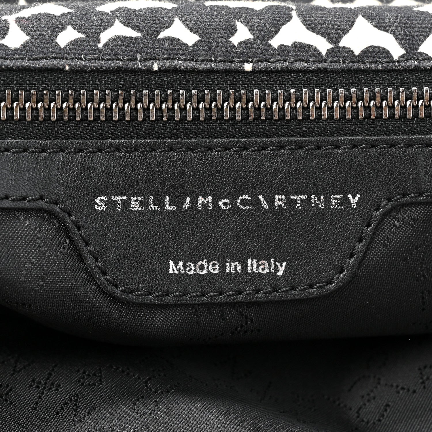 Stella McCartney Cotton Canvas Hearts Falabella Fold Over Tote Black White 6 of 12