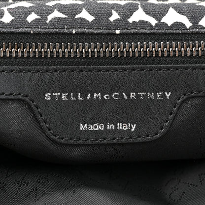 Stella McCartney Cotton Canvas Hearts Falabella Fold Over Tote Black White 6 of 12