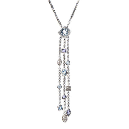 David Yurman Sterling Silver Diamond Iolite Blue Topaz Confetti Ice Necklace 4 of 6