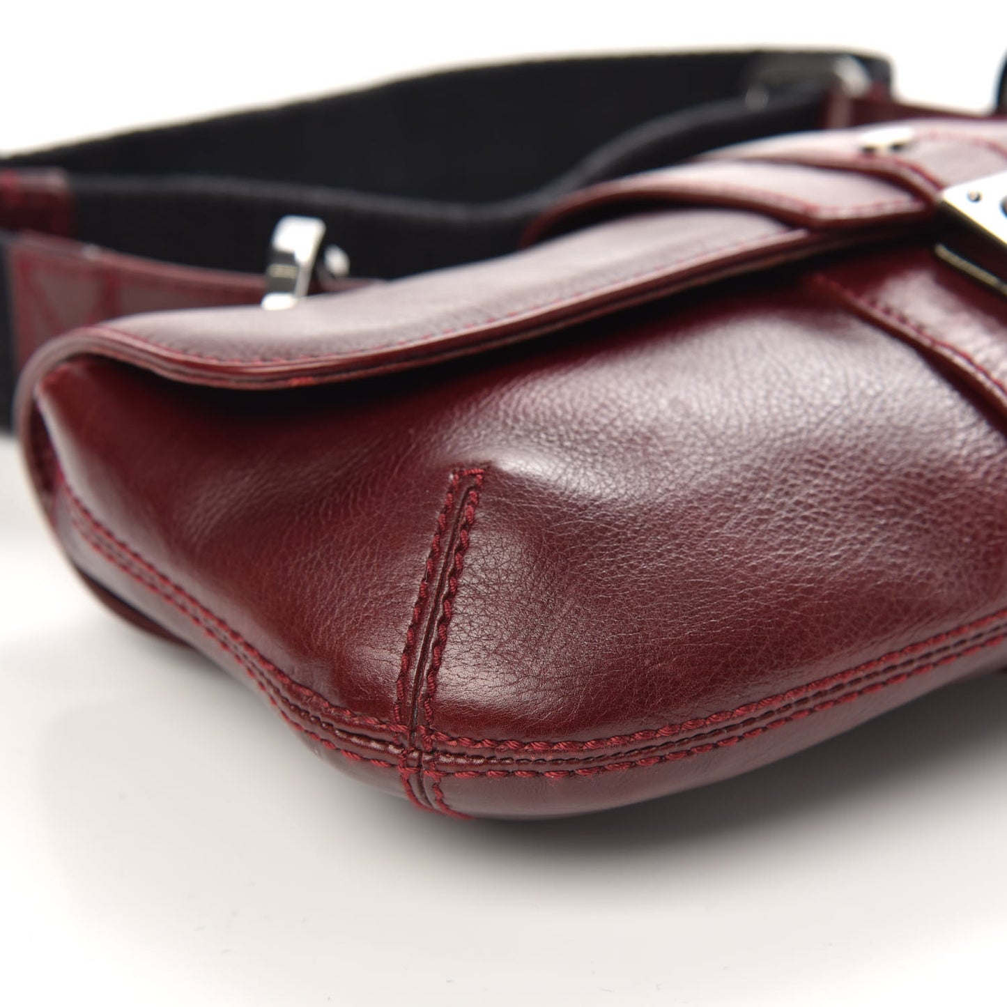 Calfskin Flap Shoulder Bag Burgundy