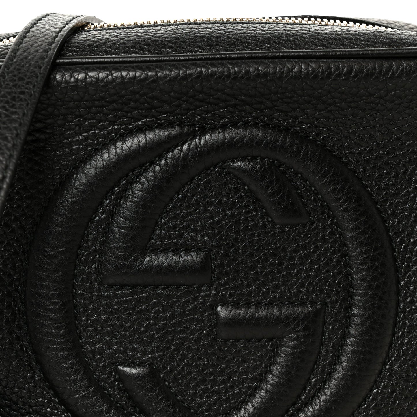 Pebbled Calfskin Small Soho Disco Bag Black