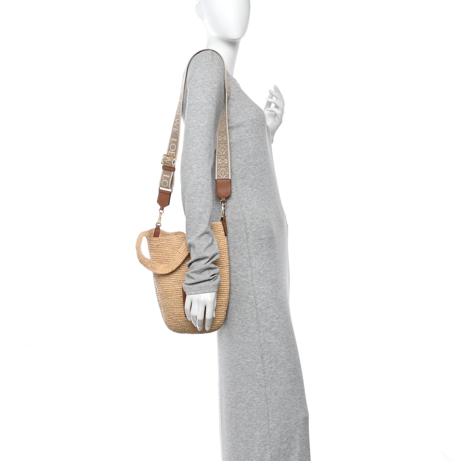 Loewe Raffia Mini Slit Tote Bag Natural Tan 2 of 11
