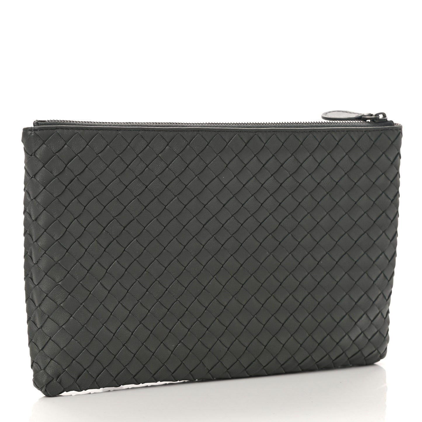 Nappa Intrecciato Medium Zip Pouch Grey