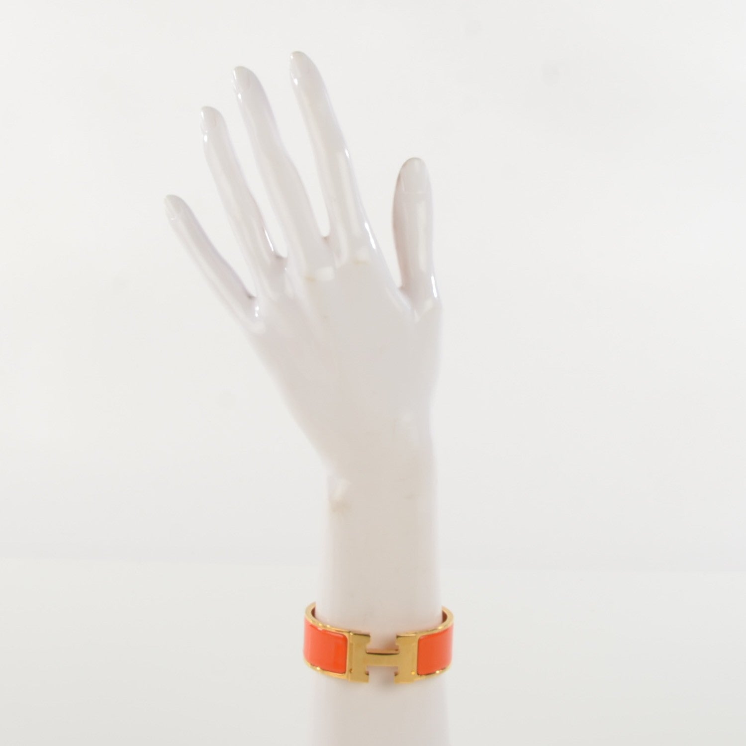 Hermes Enamel Wide Clic Clac H Bracelet PM Orange 2 of 5