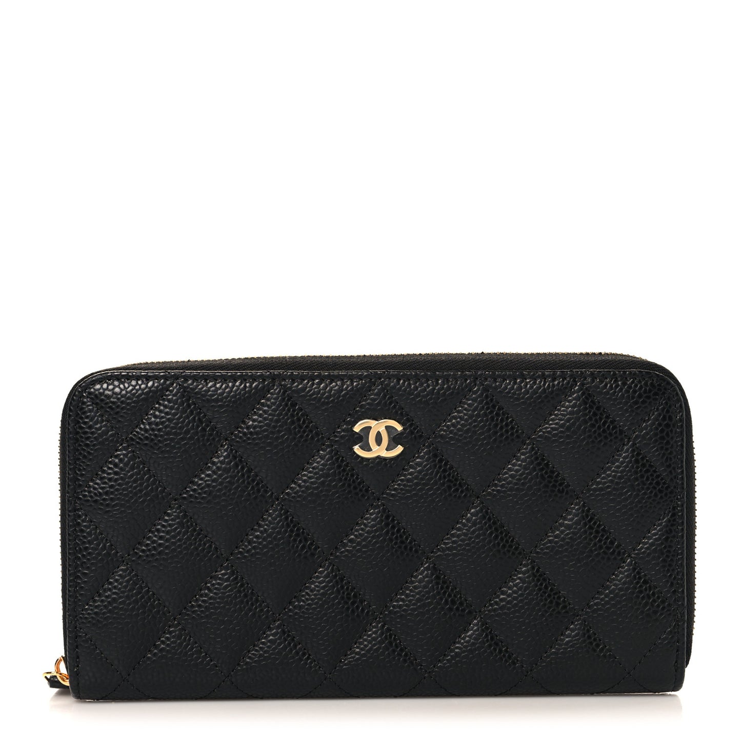 Caviar Quilted Large Gusset Zip Around Wallet Black