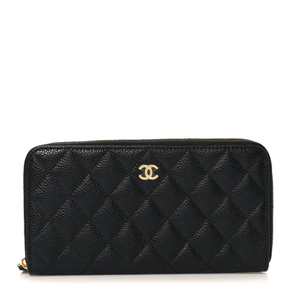 Chanel Caviar Quilted Large Gusset Zip Around Wallet Black 1 of 9