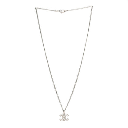 Chanel Crystal Timeless CC Necklace Silver 3 of 5