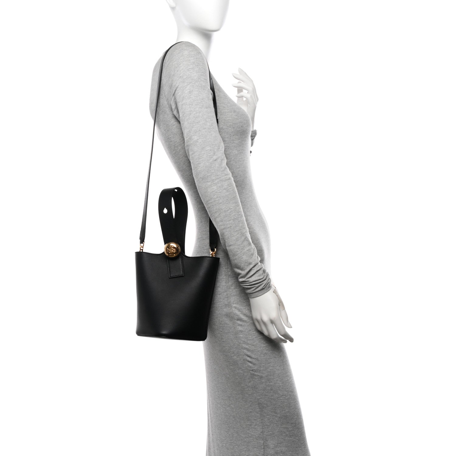 Loewe Soft Grained Calfskin Mini Pebble Bucket Bag Black 2 of 9