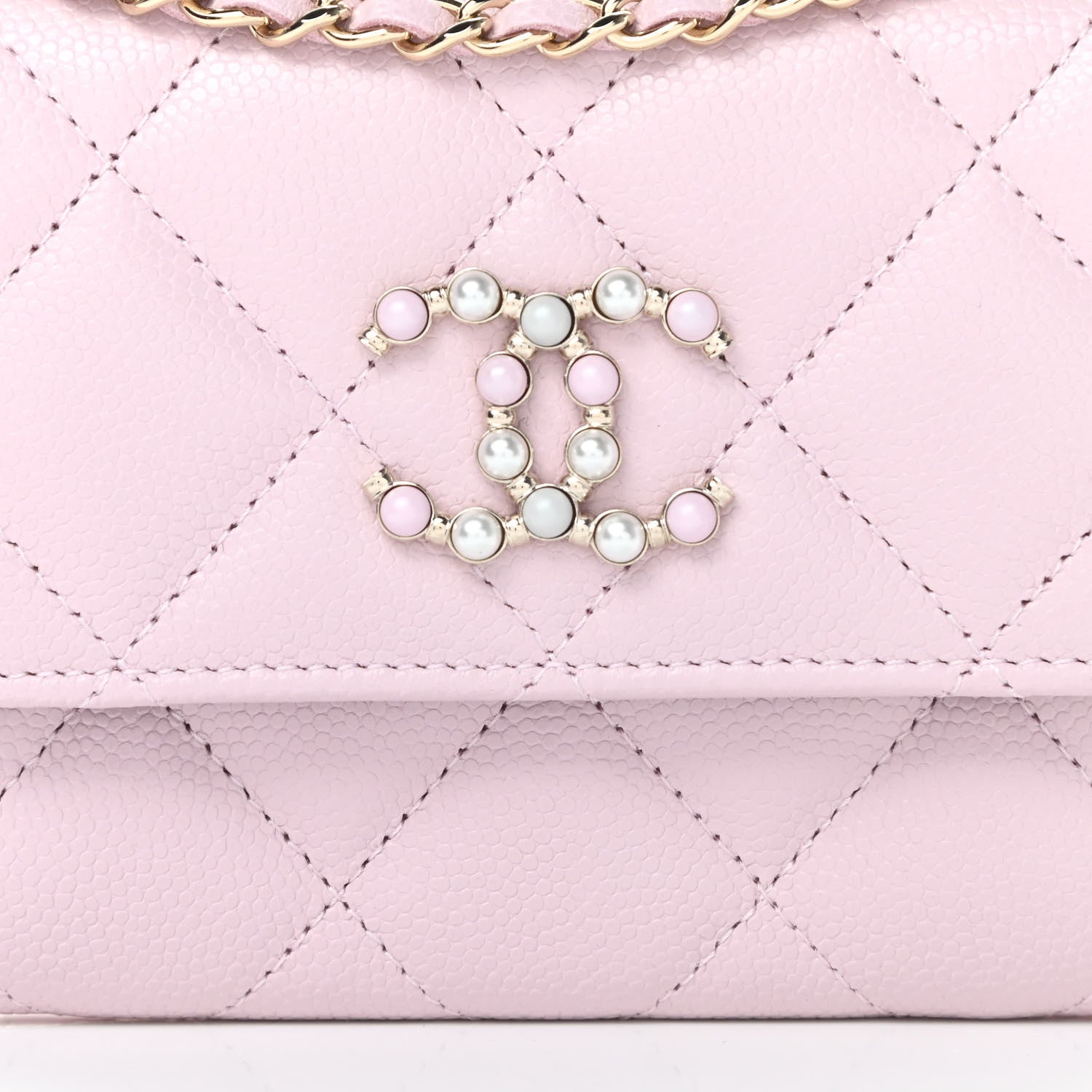 Chanel Caviar Quilted Coco Candy Card Holder On Chain Light Pink 9 of 12