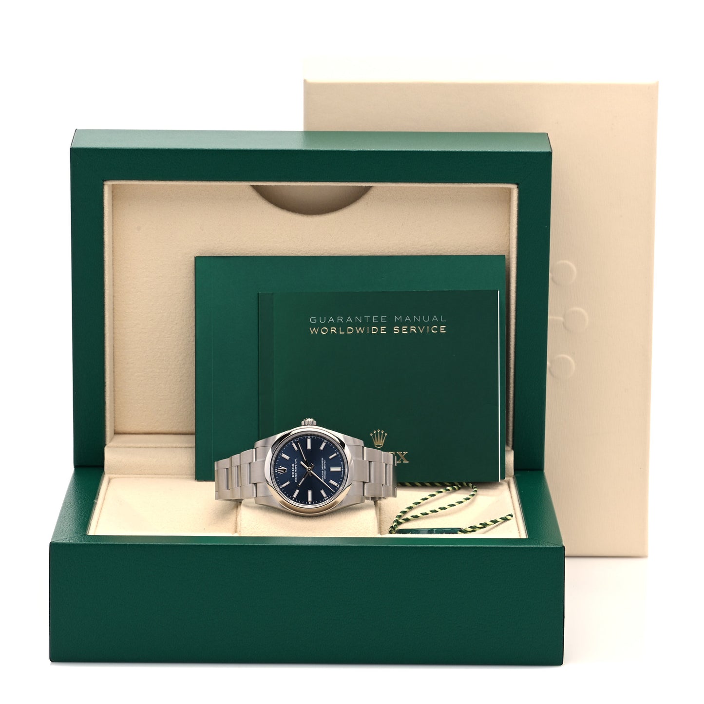 Stainless Steel 34mm Oyster Perpetual Watch Bright Blue 124200