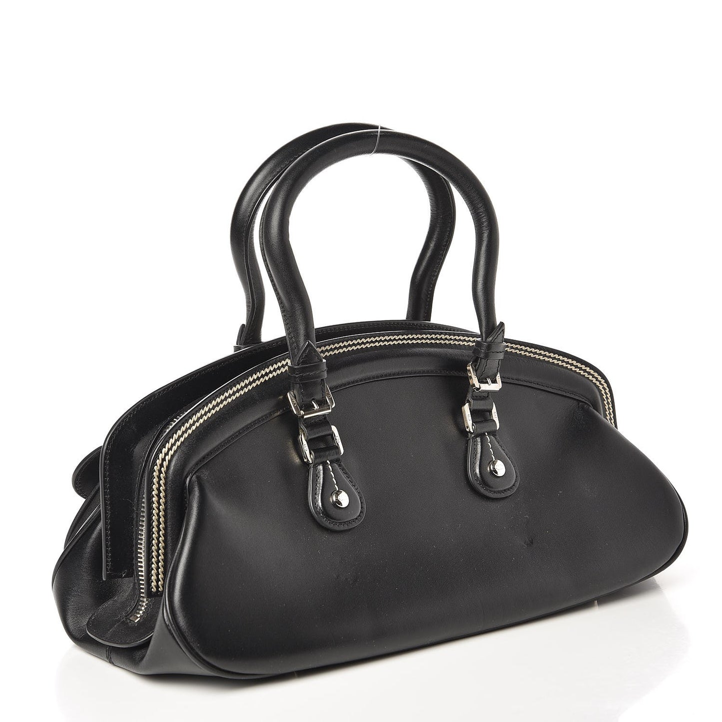 Calfskin Frame Satchel Black