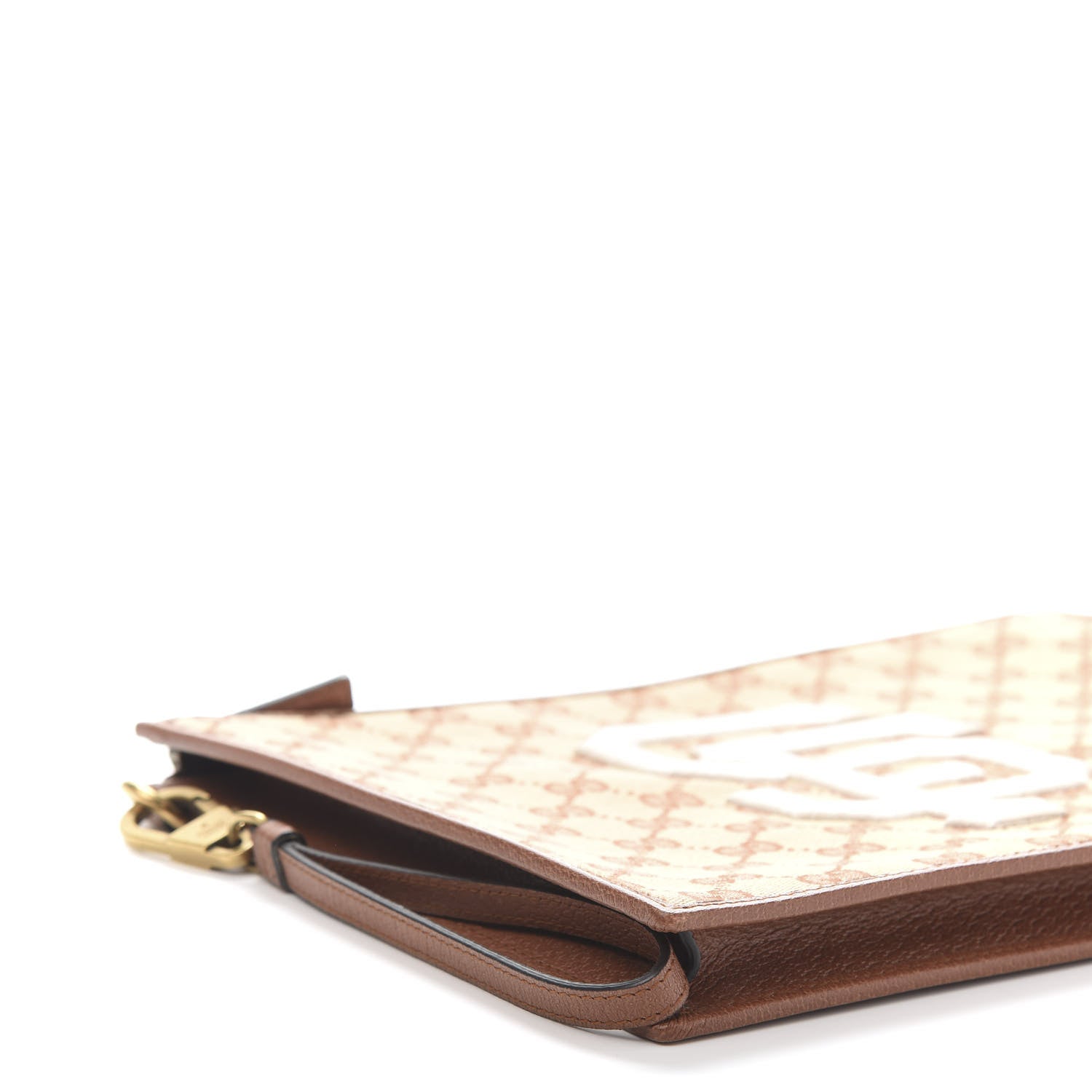 Gucci X MLB GG Monogram SF Giants Zip Wristlet Pouch Beige Ruggine Ivory 9 of 11