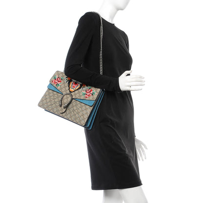 Gucci GG Supreme Monogram Angry Cat Embroidered Medium Dionysus Shoulder Bag Beige Ultramarine 2 of 8