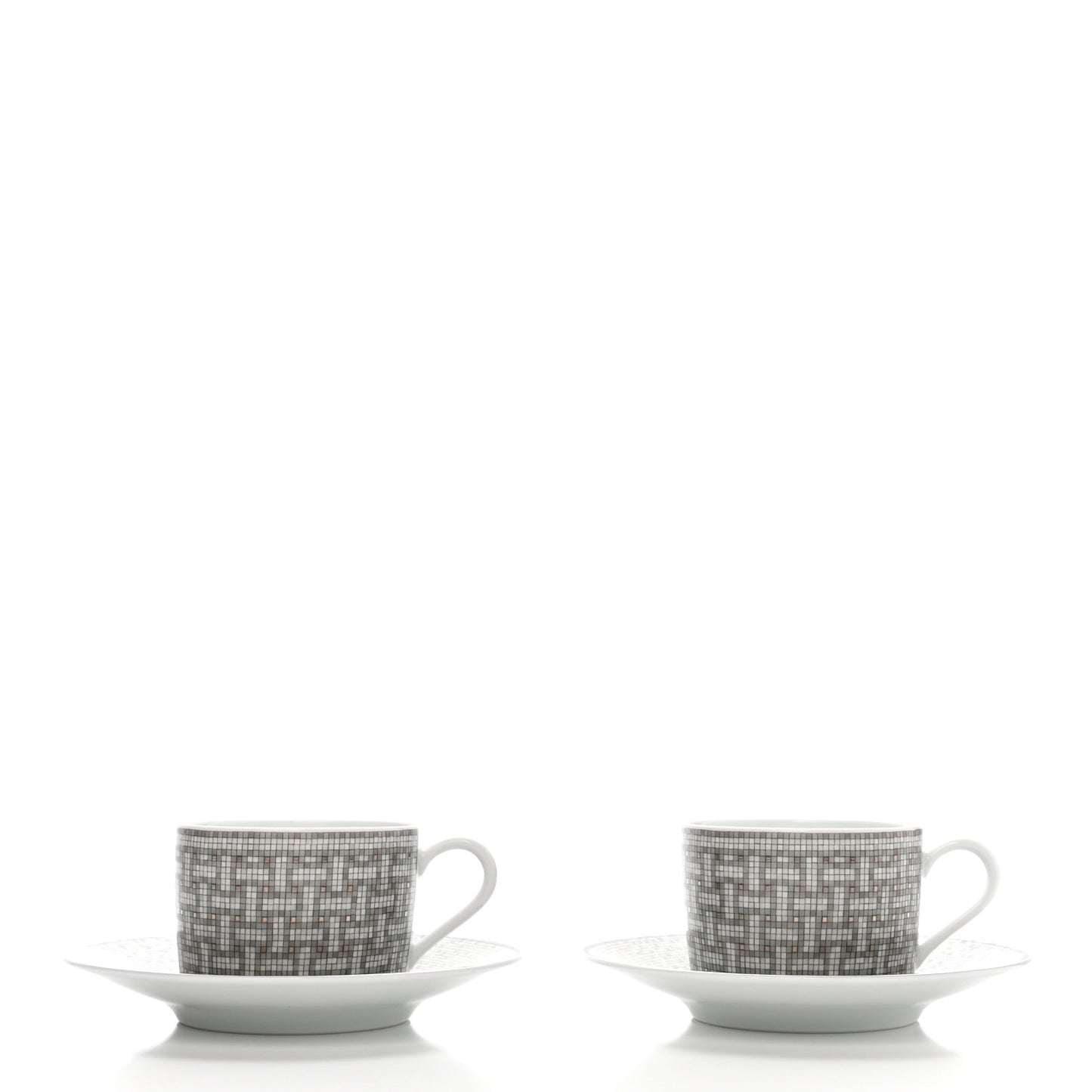 Porcelain Mosaique Au 24 Platine Tea Cup And Saucer Set Of 2 Platinum