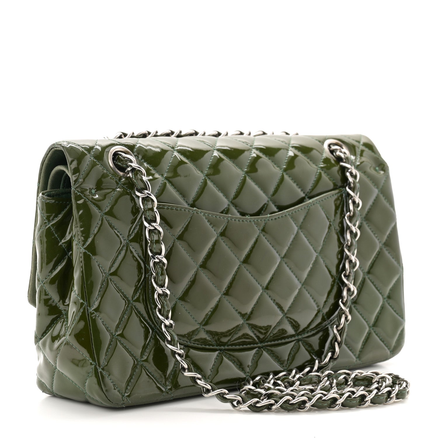 Chanel Patent Calfskin Quilted Medium Double Flap Green 3 of 12