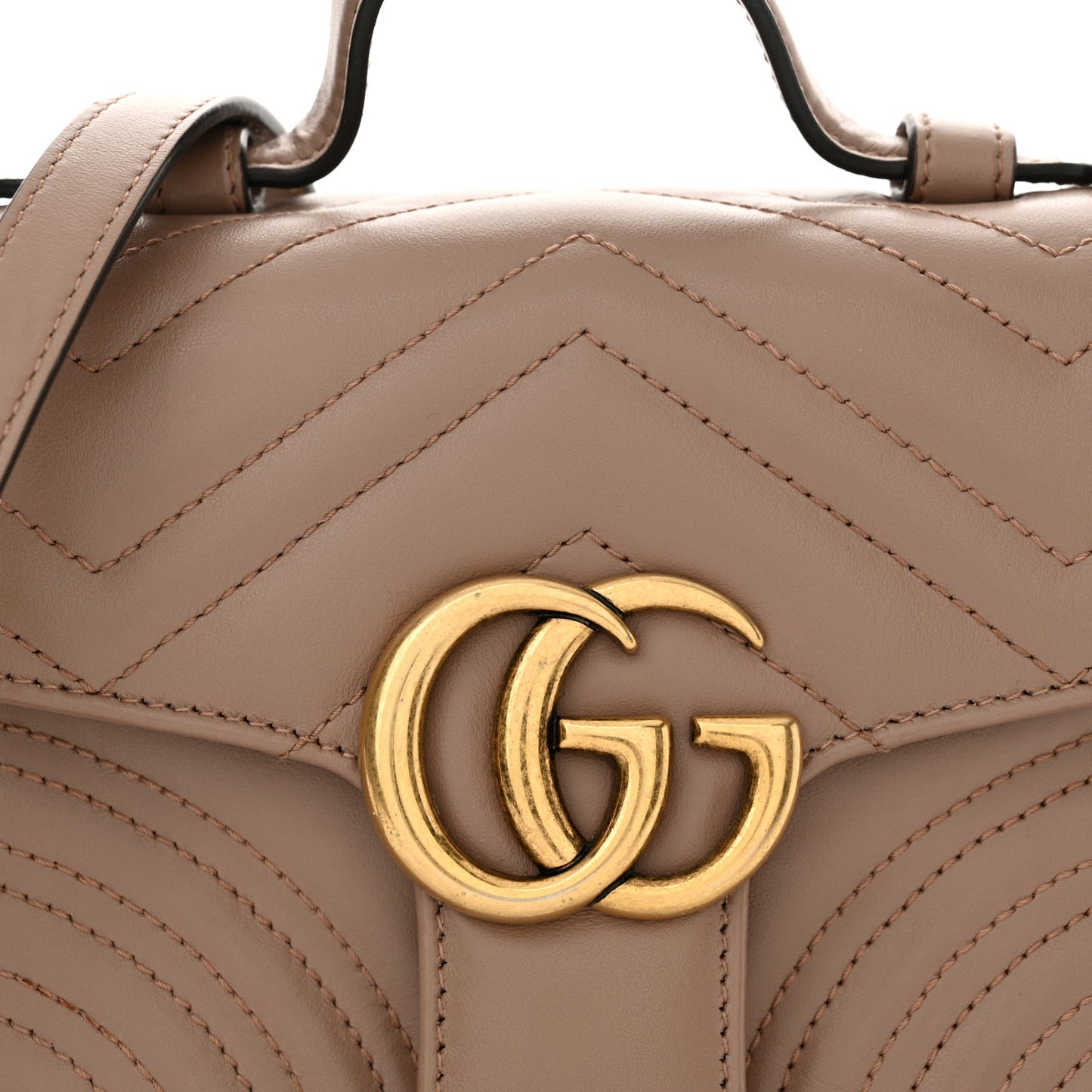 Calfskin Matelasse Mini GG Marmont Top Handle Shoulder Bag Porcelain Rose