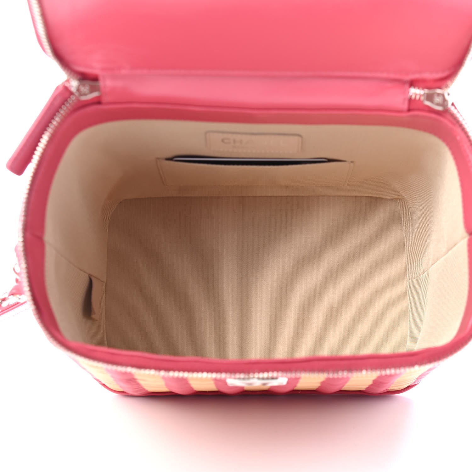 Chanel Glazed Calfskin Raffia Vanity Case Bag Pink 4 of 4
