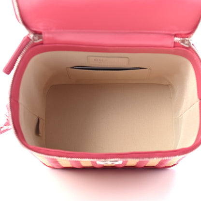 Chanel Glazed Calfskin Raffia Vanity Case Bag Pink 4 of 4