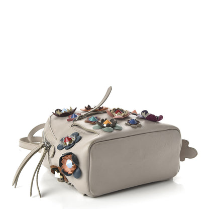 Fendi Vitello Dolce Flowerland Studded Mini Backpack Grigio Polvere Multicolor 3 of 13