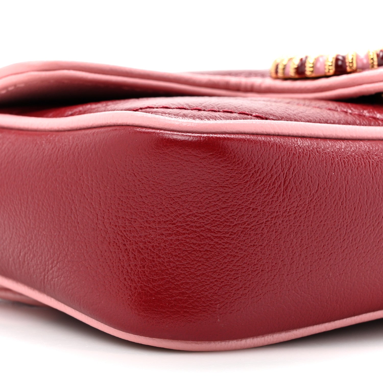Gucci Azalea Calfskin Enamel Matelasse Diagonal Super Mini Torchon GG Marmont Shoulder Bag New Cherry Red Wild Rose 10 of 12