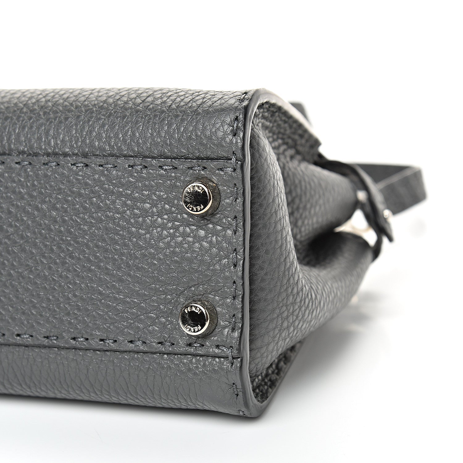 Fendi Cuoio Romano Selleria Bi-Color Mini Peekaboo Iconic Satchel Asfalto Latte 11 of 12