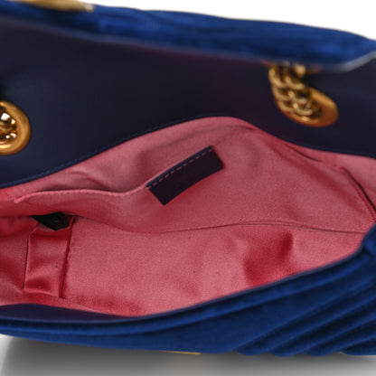 Gucci Velvet Matelasse Mini GG Marmont Shoulder Bag Cobalt Blue 5 of 10