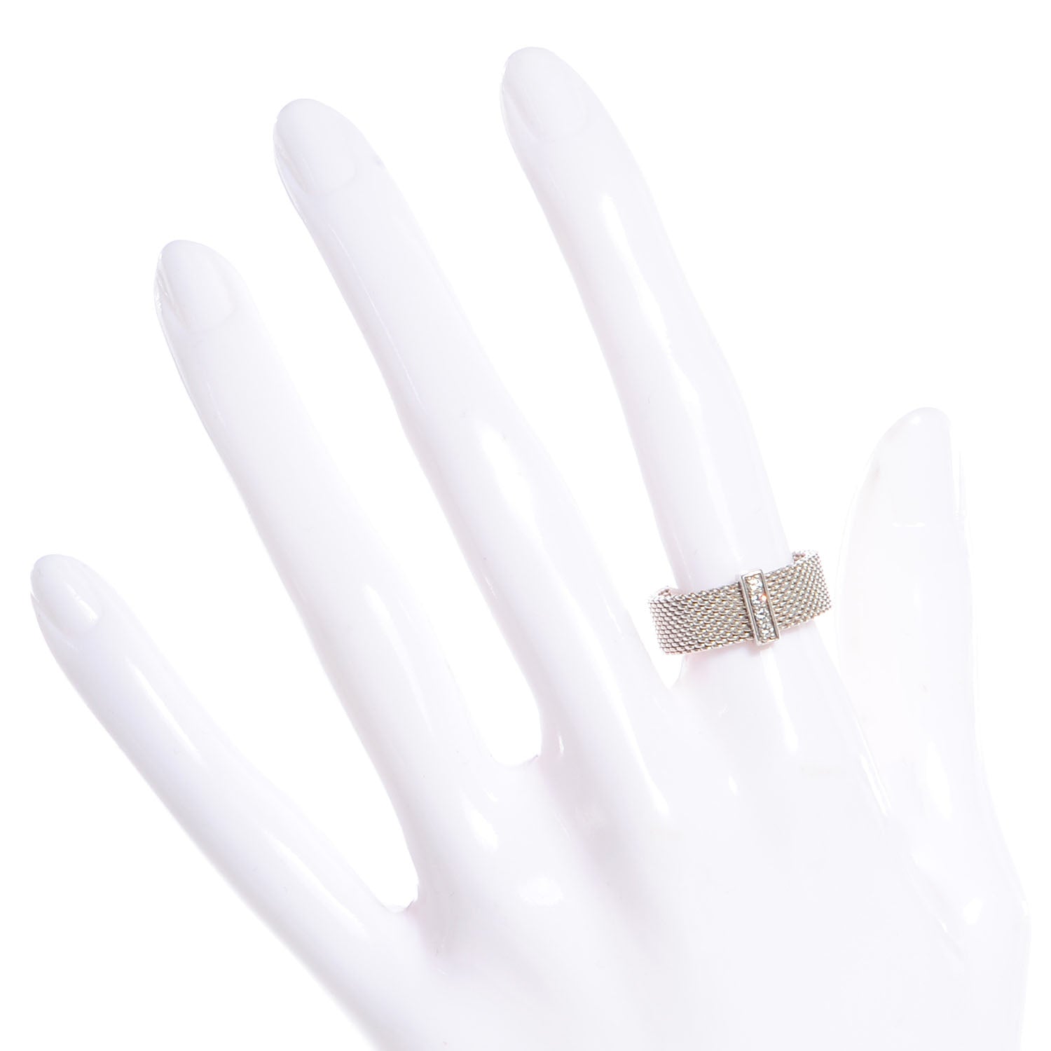 Tiffany Sterling Silver Diamond Mesh Somerset Ring 54 7 2 of 5
