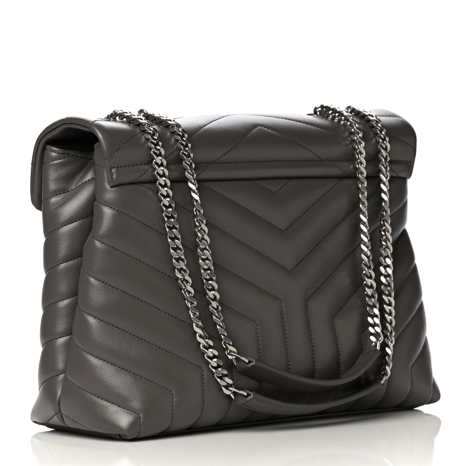 Saint Laurent Calfskin Y Quilted Monogram Medium Loulou Chain Satchel Earth 3 of 13
