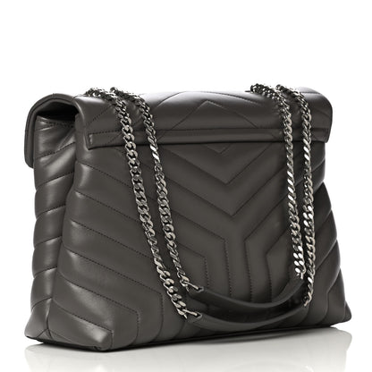 Saint Laurent Calfskin Y Quilted Monogram Medium Loulou Chain Satchel Earth 3 of 13