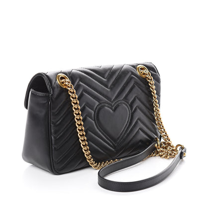 Gucci Calfskin Matelasse Small GG Marmont Shoulder Bag Black 2 of 8