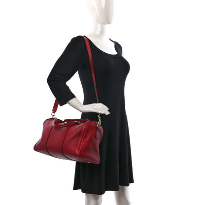 Gucci Calfskin Microguccissima Trim Medium Boston Raspberry Red 2 of 10