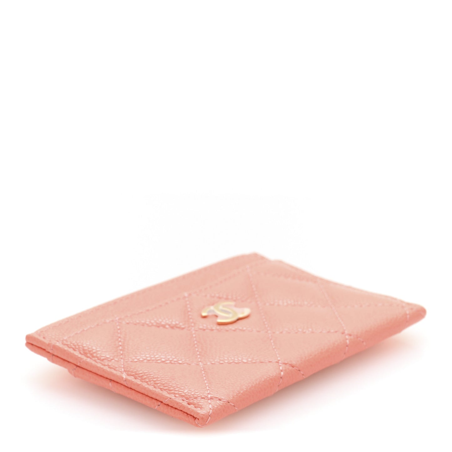Caviar Quilted Card Holder Orange