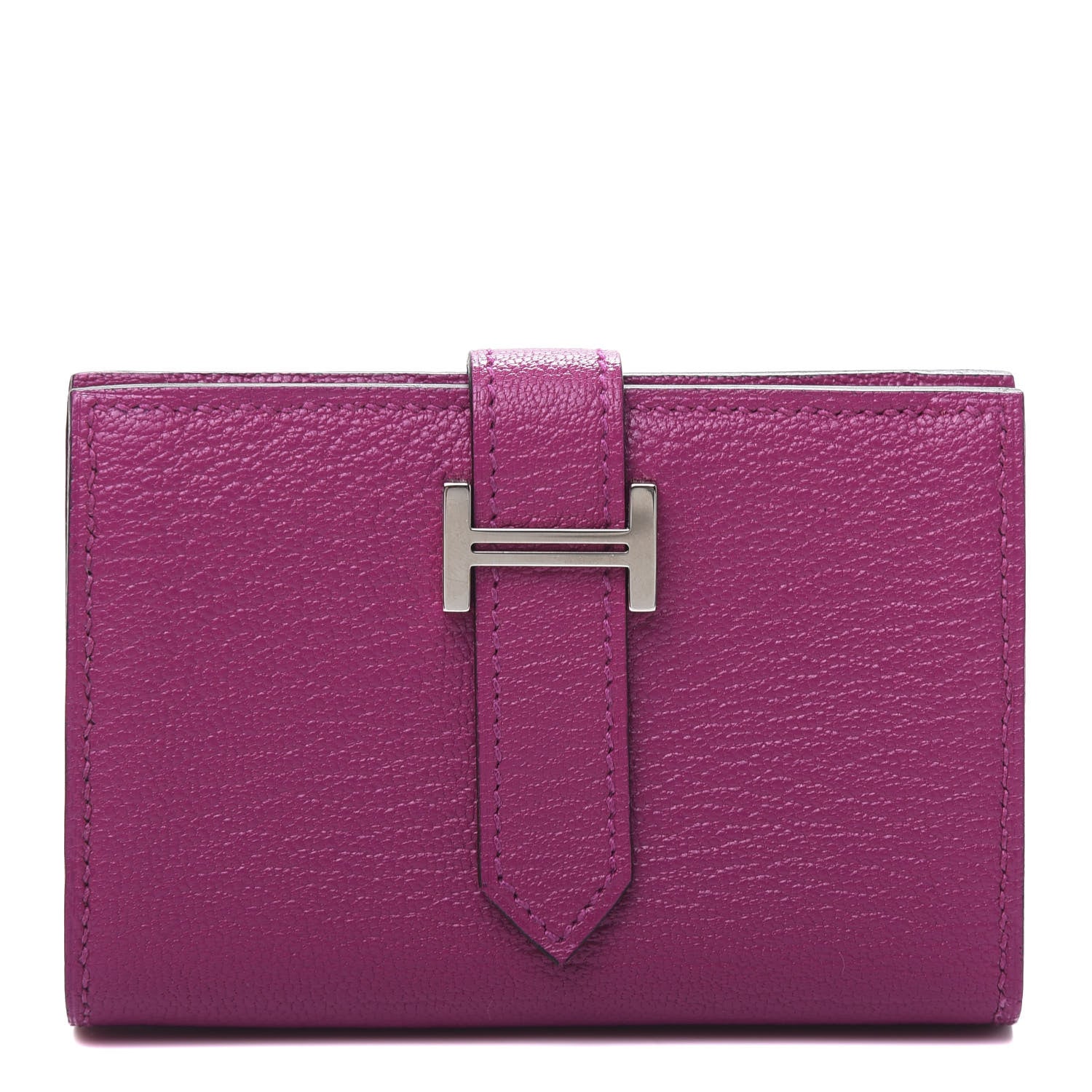 Hermes Chevre Mysore Mini Bearn Wallet Rose Pourpre 1 of 8