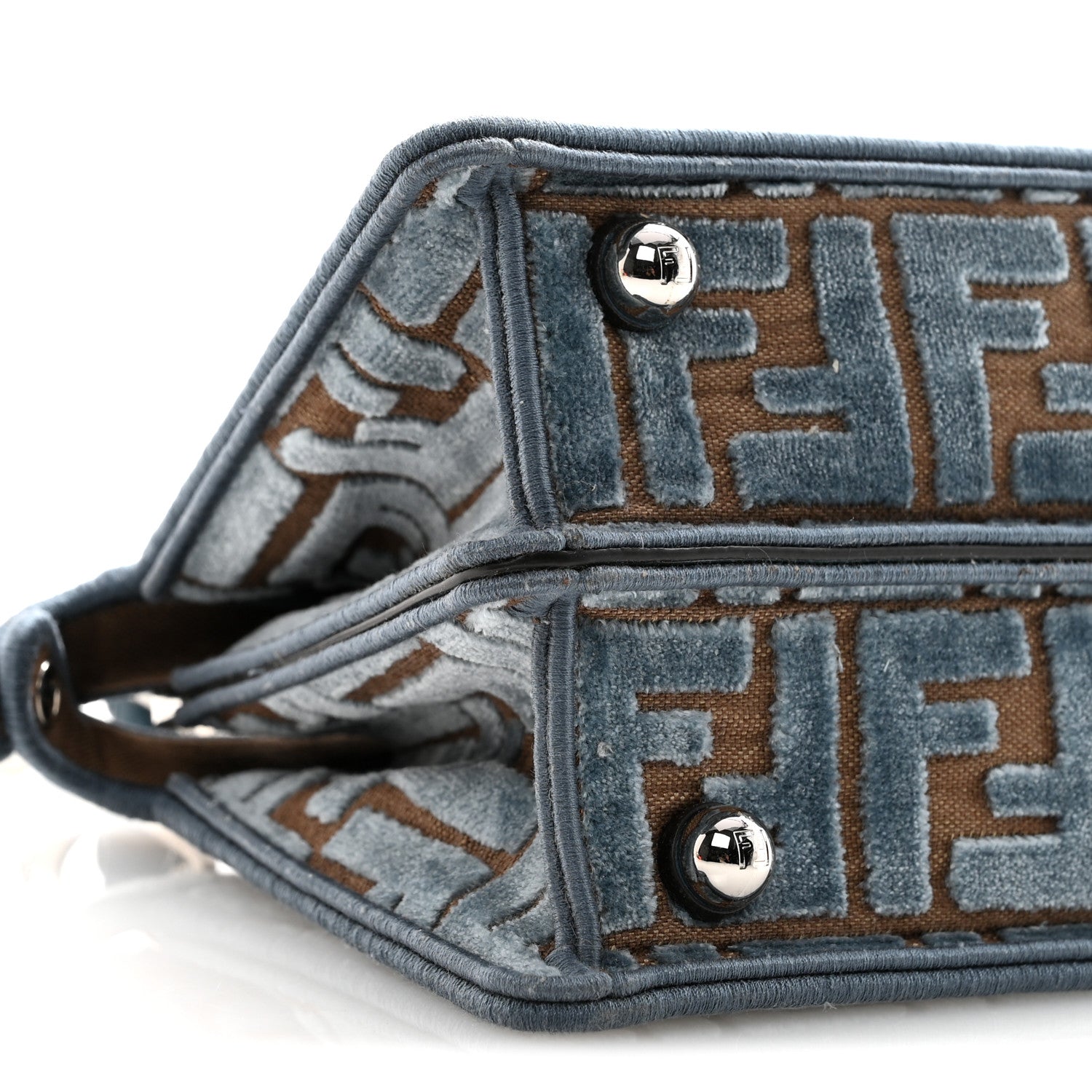 Fendi Velvet Jacquard FF Small Peekaboo I SEE U Satchel Anice 8 of 9